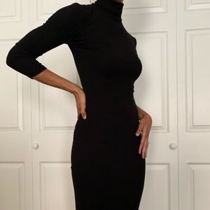 Forever 21 black turtleneck midi dress